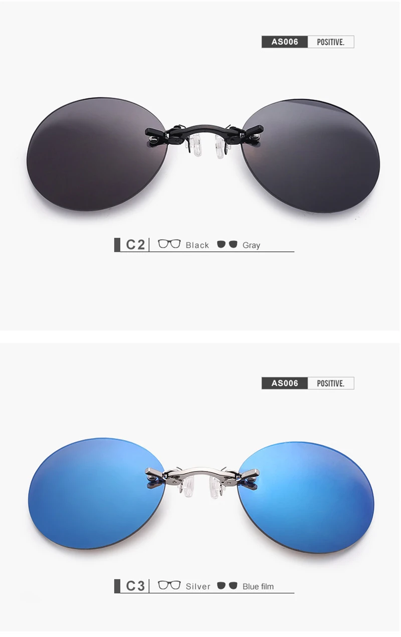 Clip On Nose Brille Runde randlose Matrix Morpheus Sonnenbrille Mini rahmenlose Vintage Herren Brillen UV400 – Detail 3