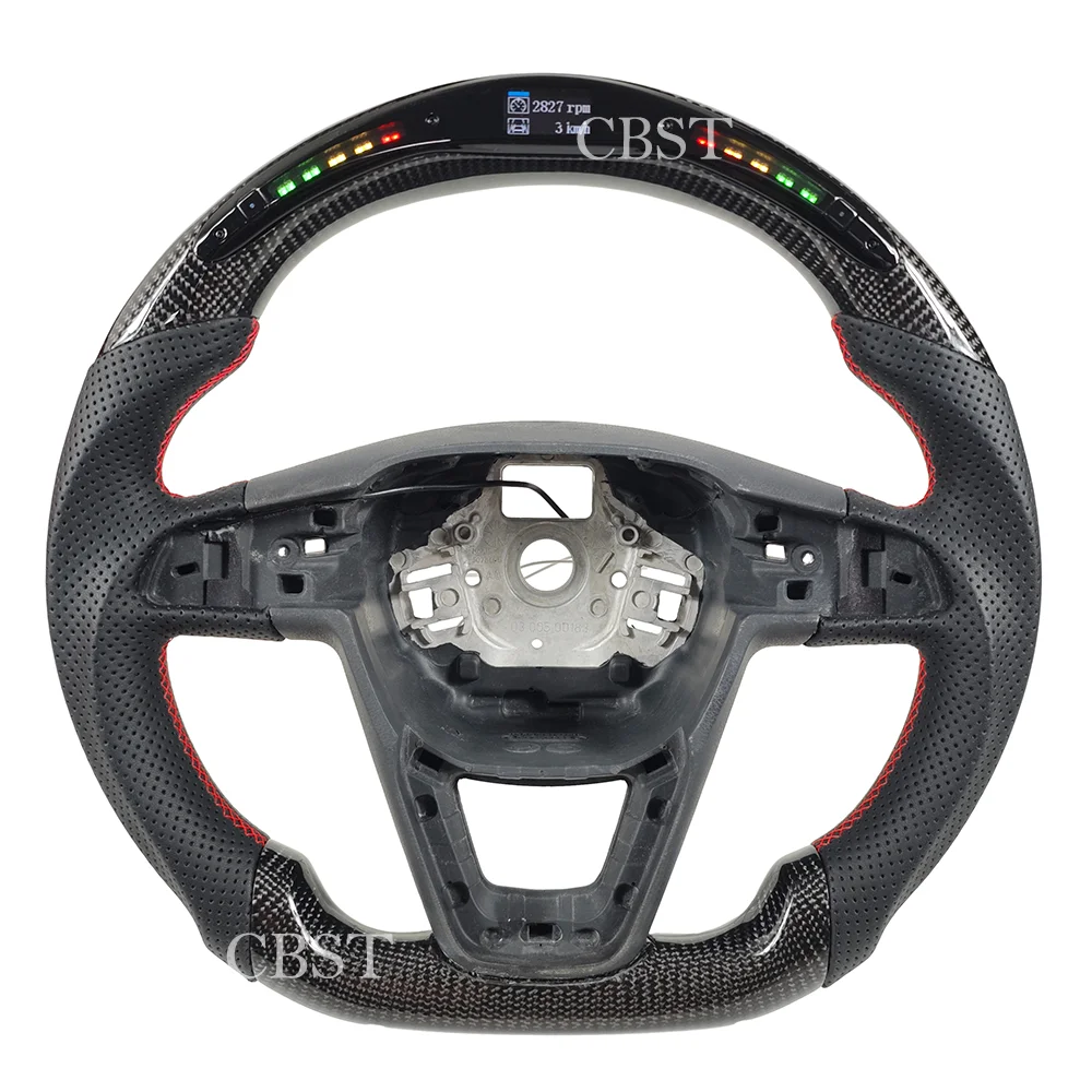 Carbon Fiber Steering Wheel for SEAT Leon FR Cupra  Ibiza Arona 2014-2020  Racing LED Sync Plug-N-Play Sport Edition RPM GLOW