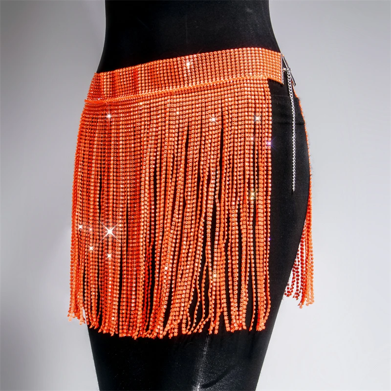 2024 herbst Winter Frauen Rock Mode Einfarbig Quaste Rock Nachtclub Tragen Party Verband Kleidung Unten Halloween Kunst Mini – Detail 8