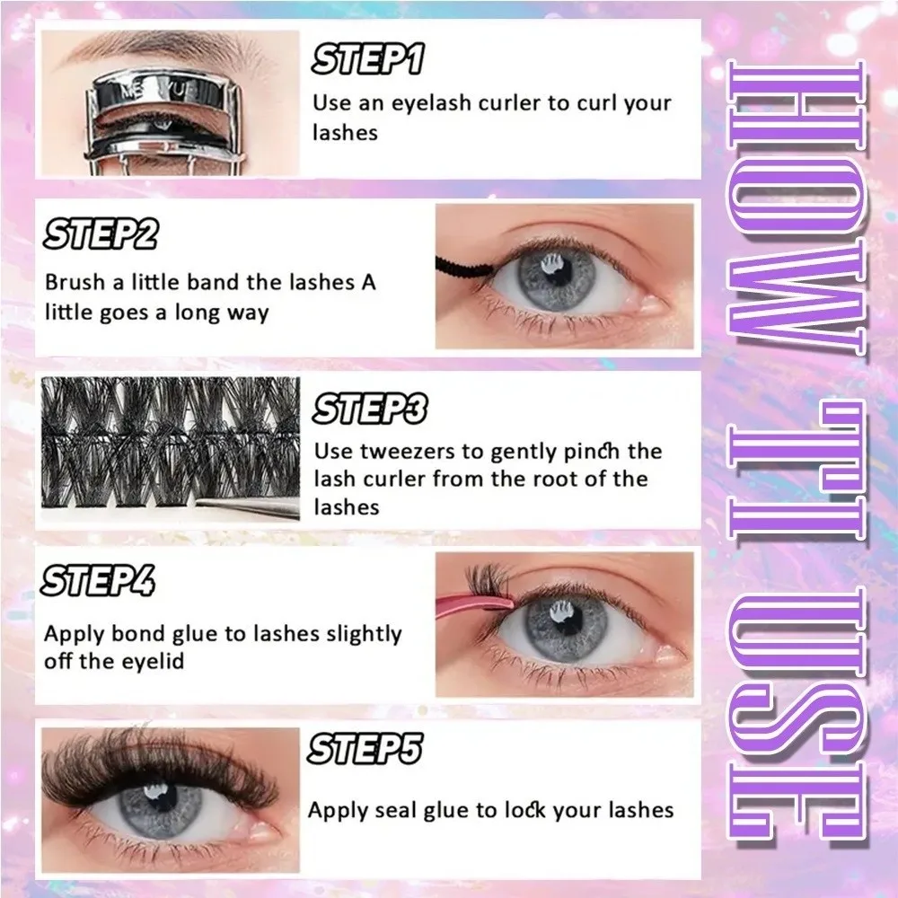10/20/32Rows Curvature D Dense Grafted False Eyelashes Mixed Length 12-16MM Thick Grafting Fake Eyelashes Natural Makeup