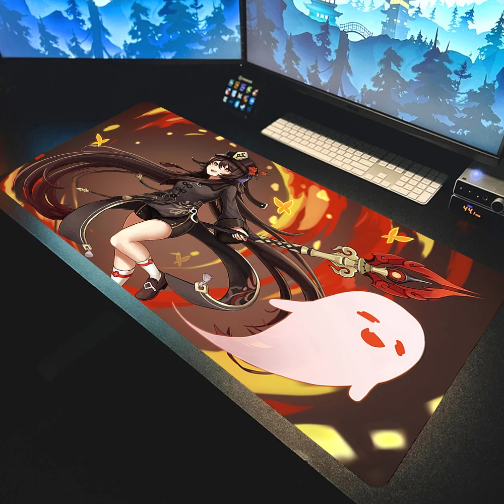 Alfombrilla de ratón de Anime Genshin Impact, alfombrilla para Gamer, Xxl, accesorios para Pc, Protector de escritorio, almohadillas para teclado, alfombrillas para juegos de escritorio