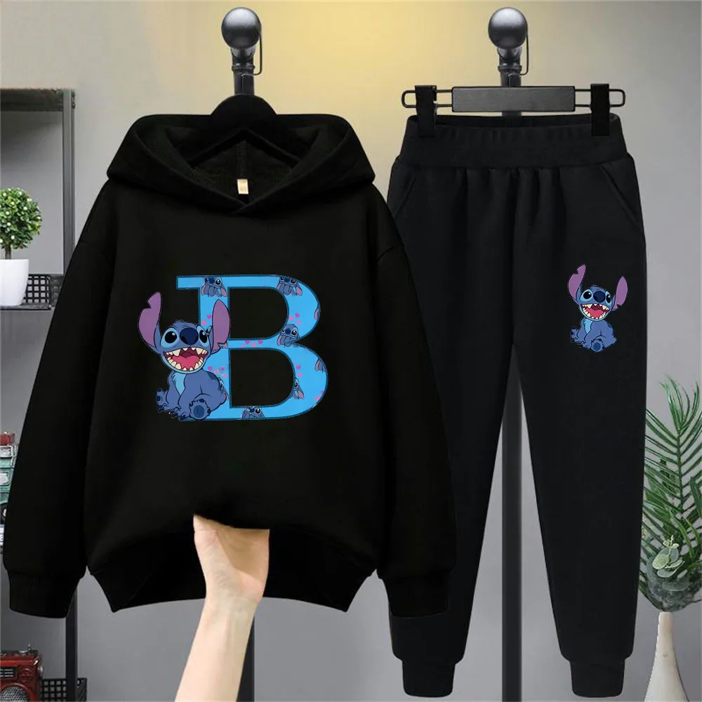 Lilo And Stitch Hoodie Set Birthday Lucky Letters Children's Clothing Girls And Boys Harajuku Pattern Hoodie Baby Casual