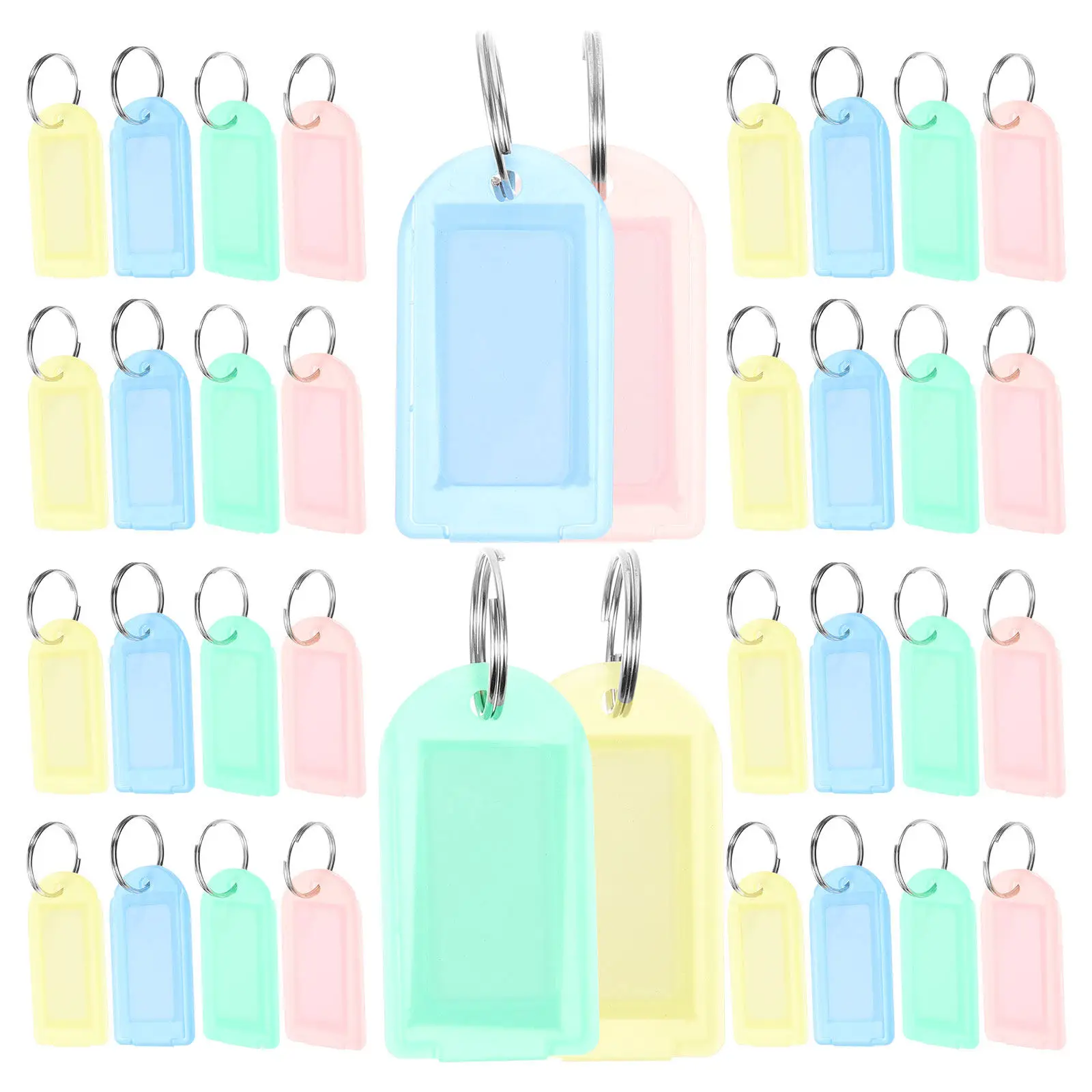 40Pcs Bright Multi-Function Key Tags Reusable Label Tags for Key Organization Car Hotel Lab Keychain Luggage Suitcase Identifier