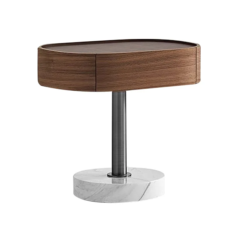 

Nordic retro leather marble light luxury household black walnut solid wood I shaped cabinet