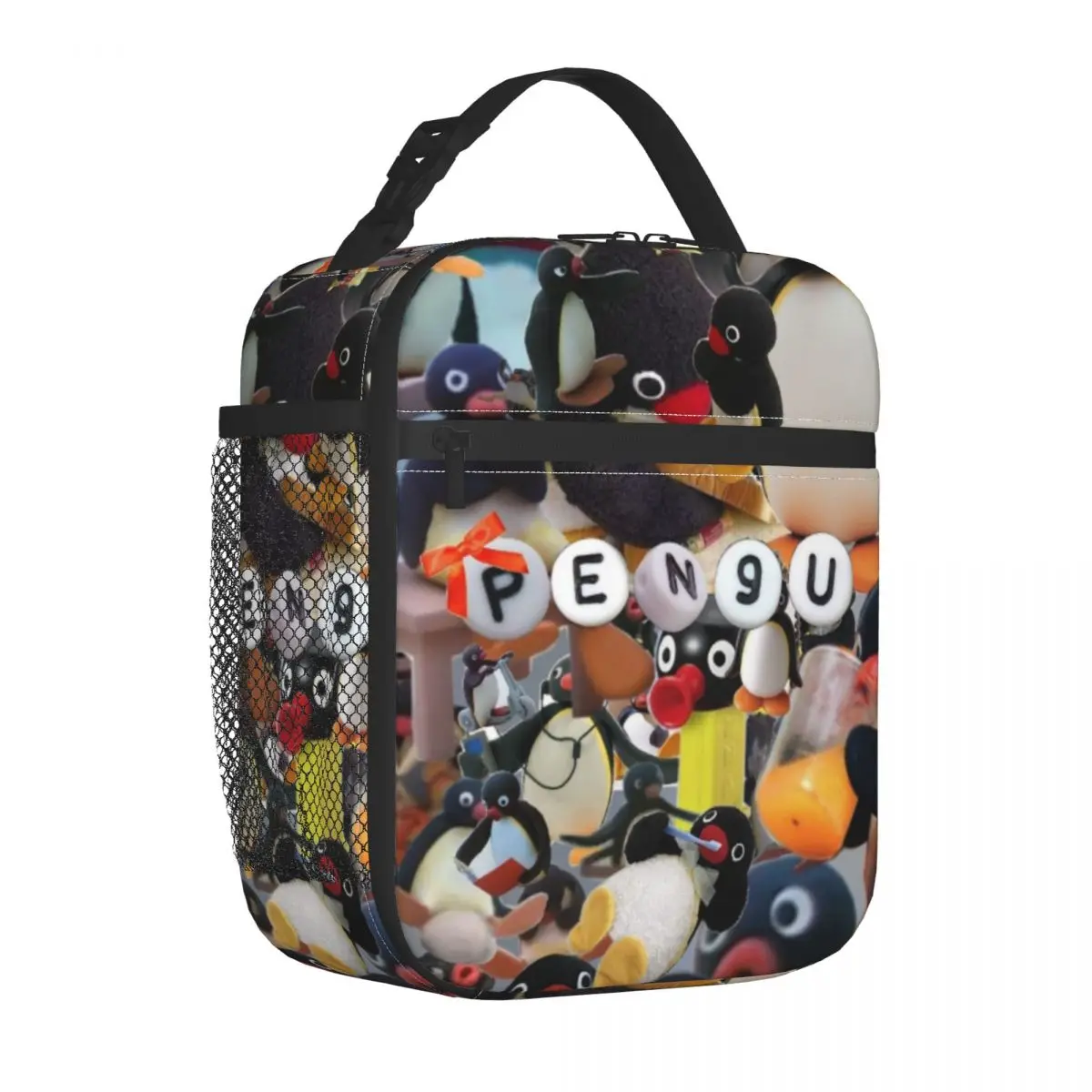 Pingus Cartoon Penguin Insulated Lunch Bag for Men Women Food Container Portable Thermal Cooler Lunch Box For Picnic