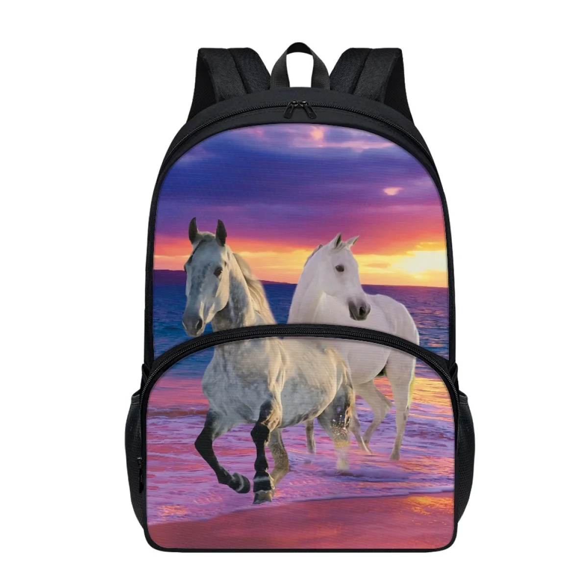 FORUDESIGNS-Sac d'école Running Horse pour étudiants, sacs à dos à sangles réglables multicouches, cartables décontractées pour adolescents, mode