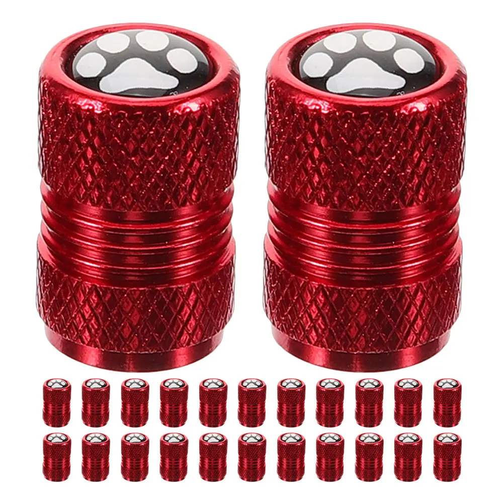 

24Pcs Paw Print Valve Stem Caps Leak-Proof Metal Tire Valve Caps Vehicle Accessories for Cars Trucks Motorcycles
