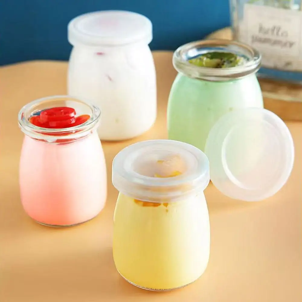 1Pcs Storage Cup​s Pudding Jars Wishing Bottle 100ML 150ML 200ML Glass Bottle High Temperature Resistant with Lid