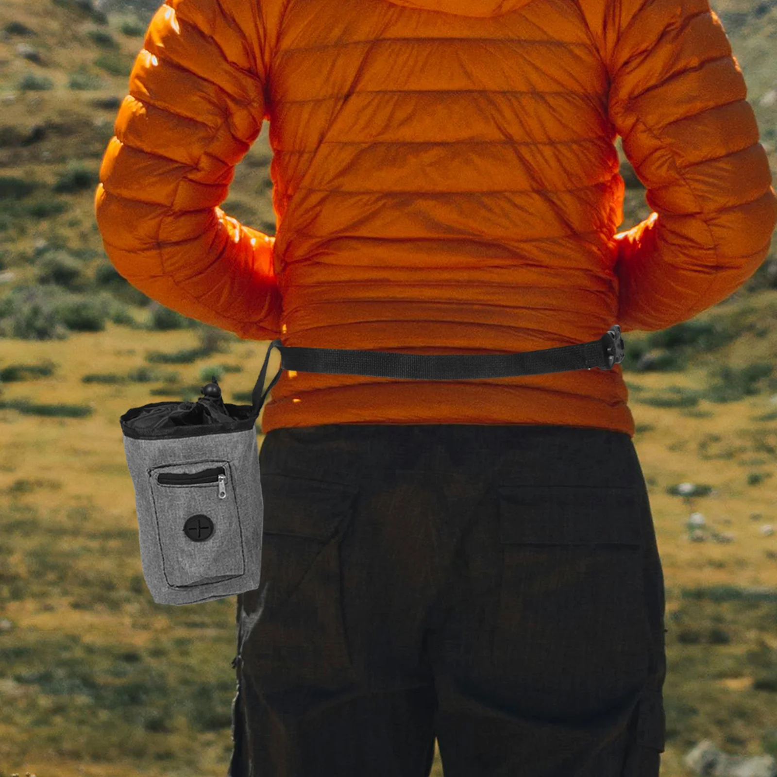 Bolsa de tiza de escalada de tela Oxford gris, bolsa de tiza duradera antideslizante para escalada en roca, montañismo, entrenamiento físico, golosinas para perros