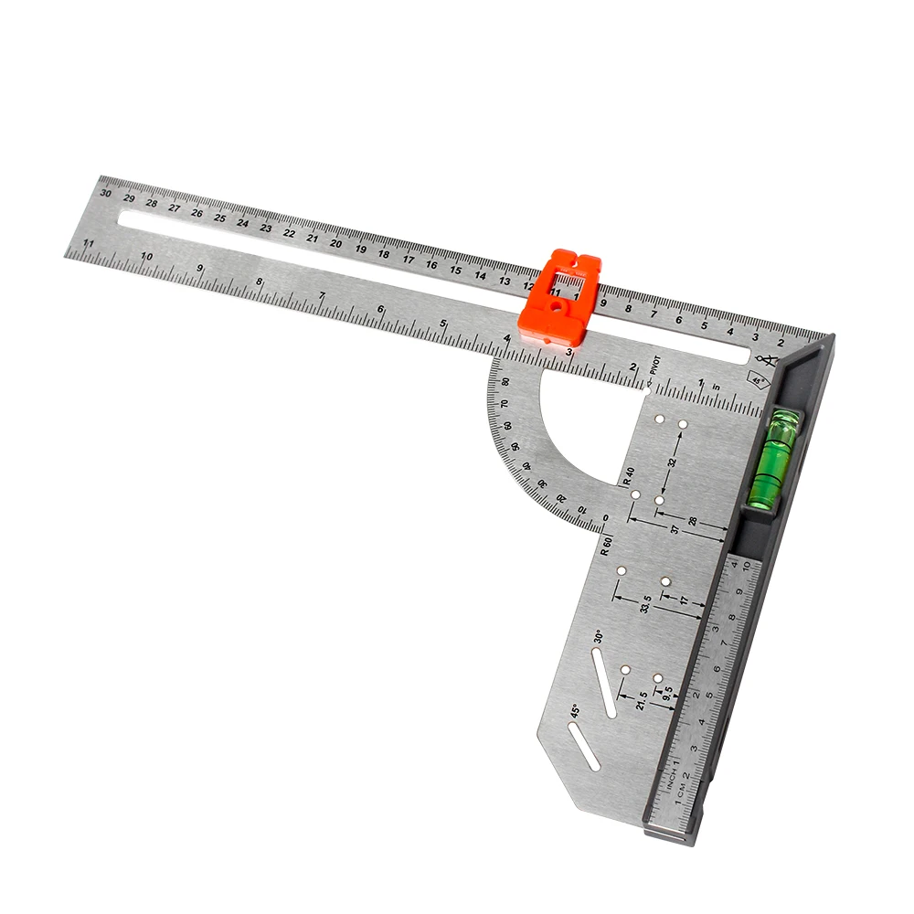 Rongpro 7in/12in Stainless Steel Joiner  Metal Square Angle Marking Right Ruler Try Carpenter Square For Woodworker Horizontal