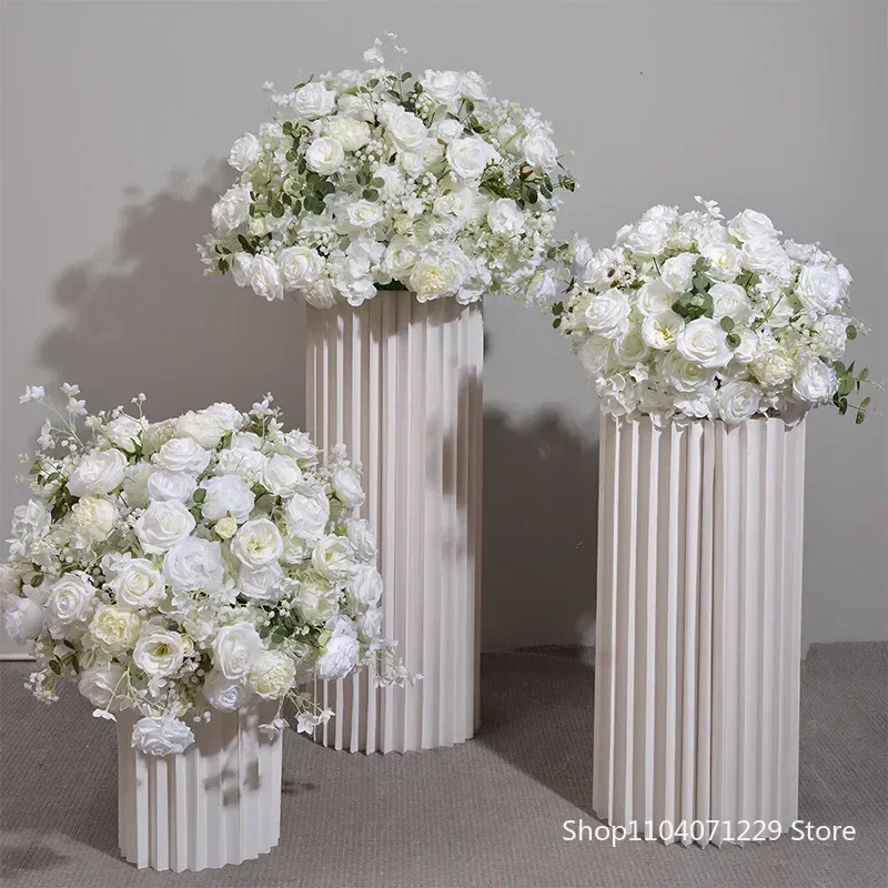 Customized White Hydrange Rose Aritificial Flower Ball Road Leading Silk Flower Ball Wedding Decoration Table Centrepiece Deocr