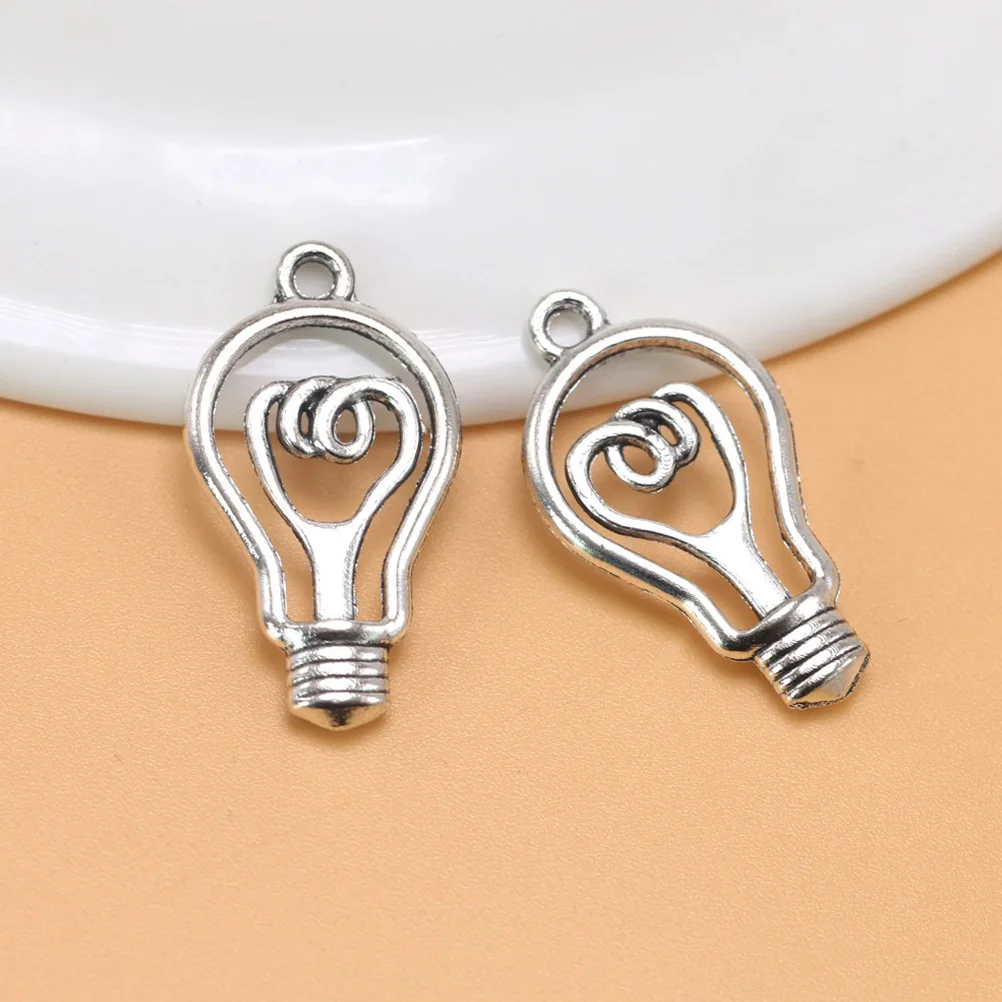 

100pcs Lightbulb Charms Silver Alloy Pendants for DIY Jewelry Making naments Pendant Gifts