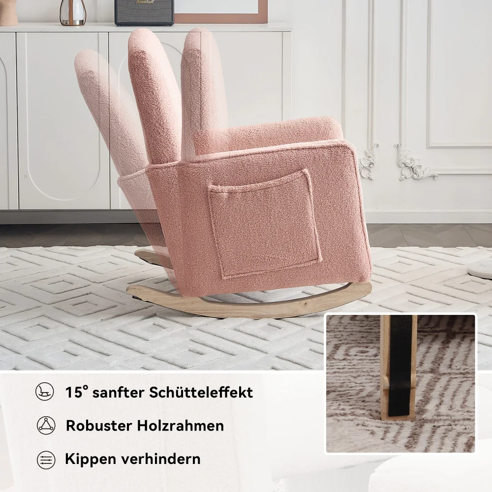 Schaukelstuhl mit Hocker, Sessel mit osmanischem Schaukelstuhl für den Innenbereich mit hoher Rückenlehne für das Wohnzimmer – Detail 6
