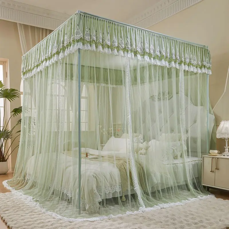 Summer Green Square Mosquito Net Adult Bedroom Decoration 1.8-2.0M Without Support Bensified Fixed Bedroom Decoration