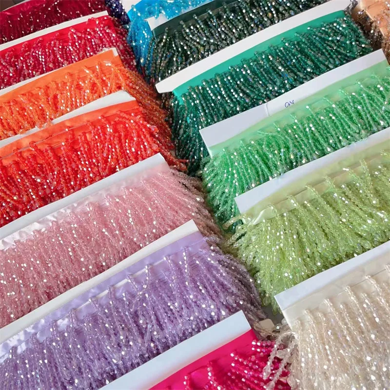 22 cores borlas de cristal frisado renda guarnição. borla renda decoração sapatos ornamentos multicolorido pendurado cortina de contas