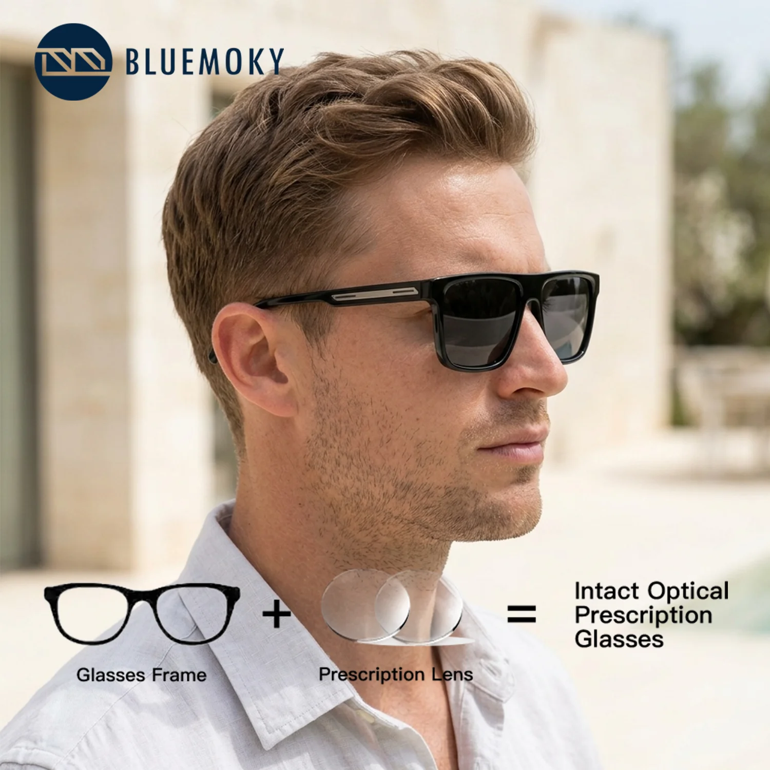 

BLUEMOKY Square Acetate Custom Prescription Sunglasses UV400 Polarized Progressive Glasses Men Sunscreen Sun Eyeglasses Sports