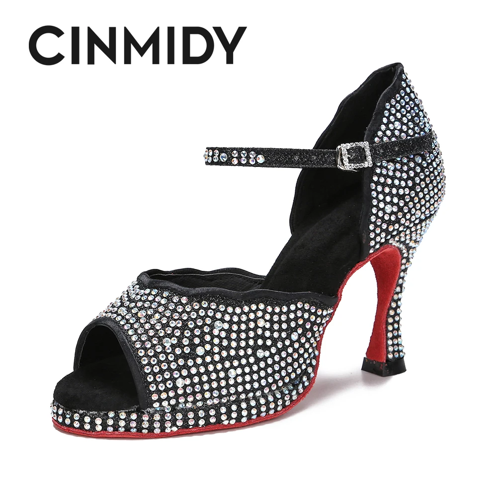

CINMIDY Platforma Latin Dance Shoes For Women Ballroom Dancing Shoes With Rhinestones Tango Salsa High Heels Party Shoes