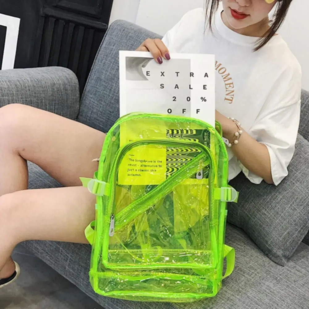 Korean Version Female Spring Summer Plastic School Bag Candy Color Transparent PVC Backpack Female Backpack Jelly School Bag