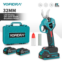YOFIDRA 32mm Brushless Electric Pruner Shear 2 Gears Cordless Tree Bonsai Pruning Electric Scissors For 21V 18V Battery Pins