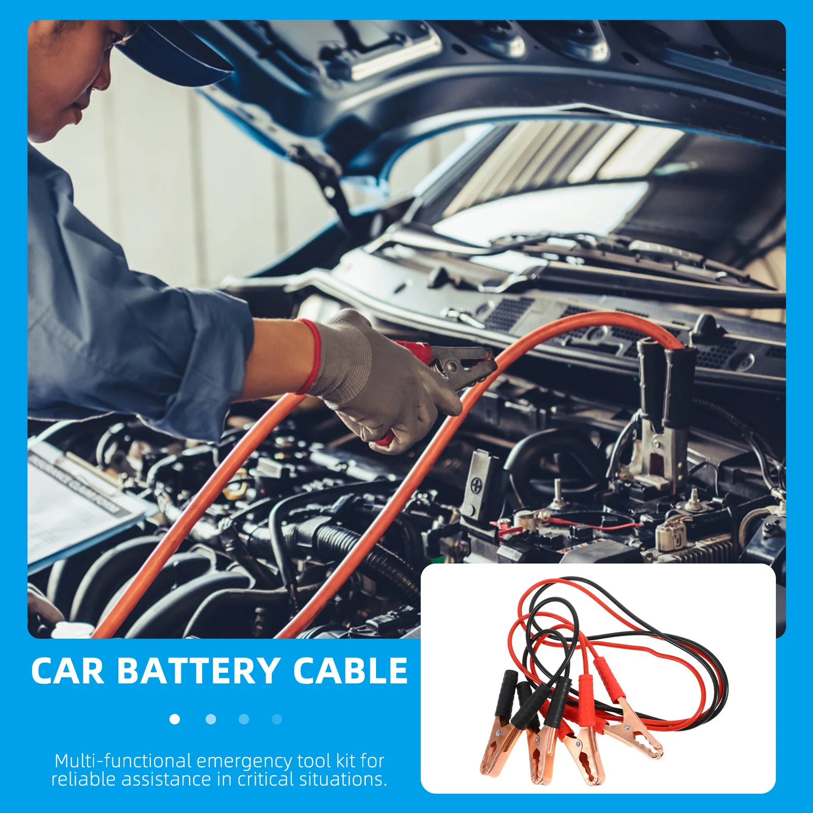 

1Pair Car Jumper Cable Booster Cable Heavy Duty Wire Emergency Booster Jumper Cables Kit for Truck Suv