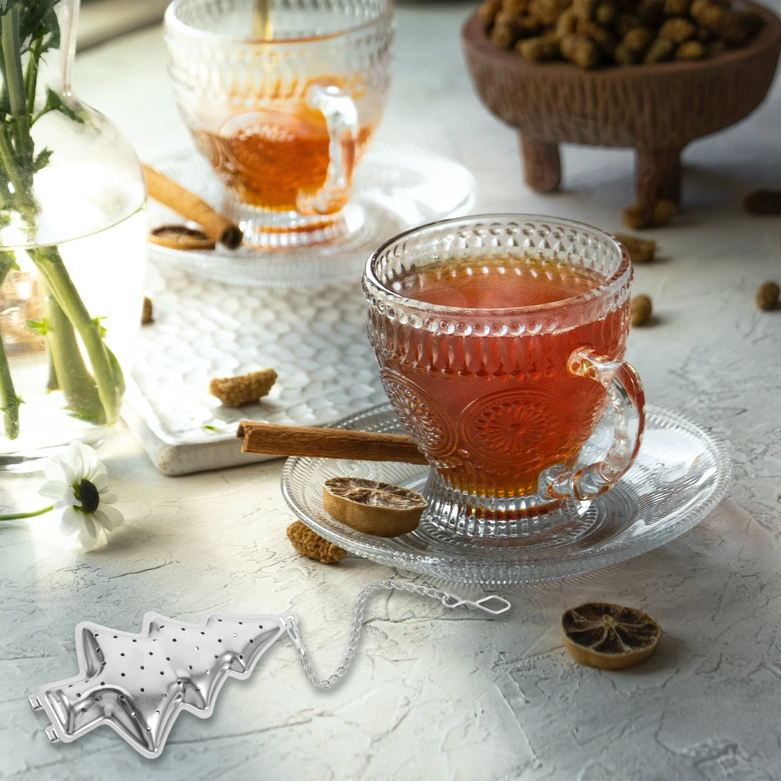 

2 pcs Ball Infuser Stainless Steel Christmas Tree Shape Loose Leaf Tea Filter Strainer For Herbs Spices Tea Shop Kitchen Bar