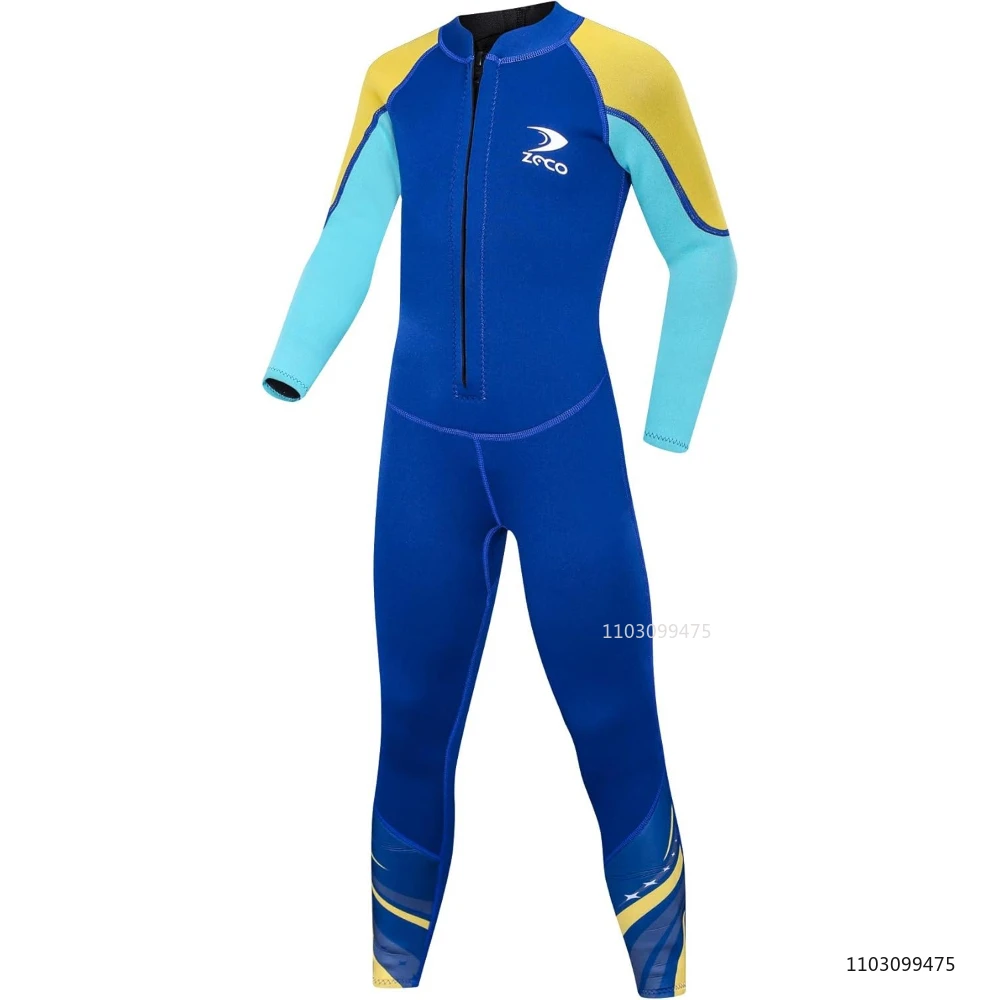ZCCO Kids Wetsuit 2.5mm Neoprene Diving Suit for Teens Swimsuit Boys Girls Long Sleeve One Piece Wet Suit for Swimming Surfing