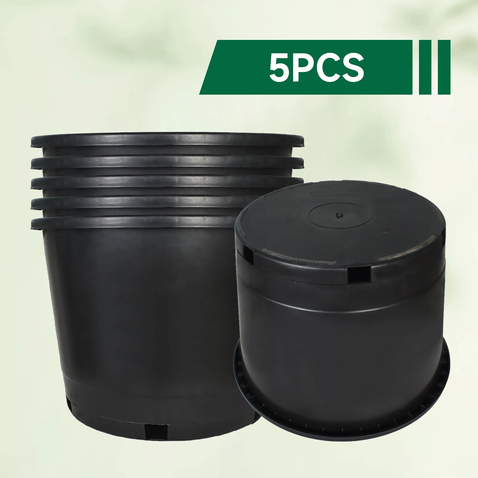 5-Pack 10-Gallon Premium Black Nursery Pots Plant Containers Garden Planter for Home Garden