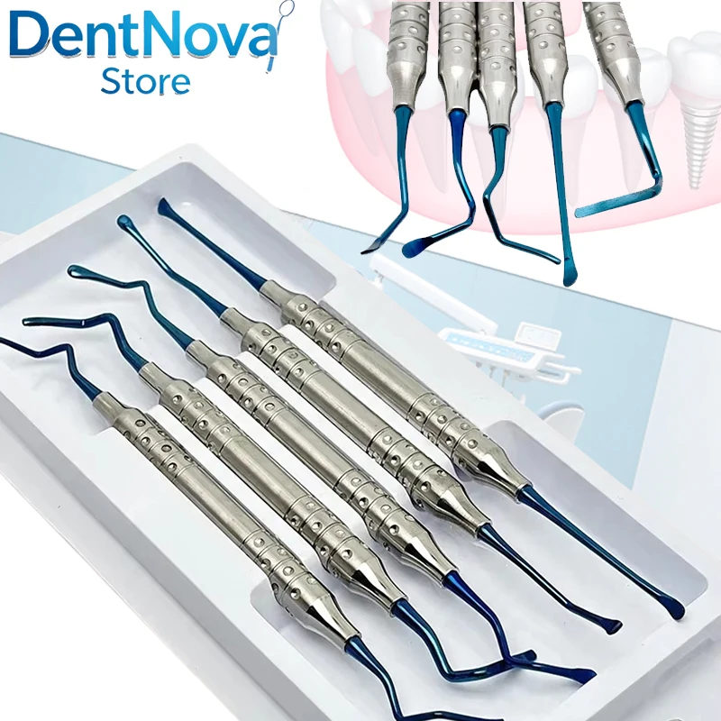 5pcs Dental Periodontal Ligament Titanium Separator Implant Bone Vista Tunneling Instruments Kit