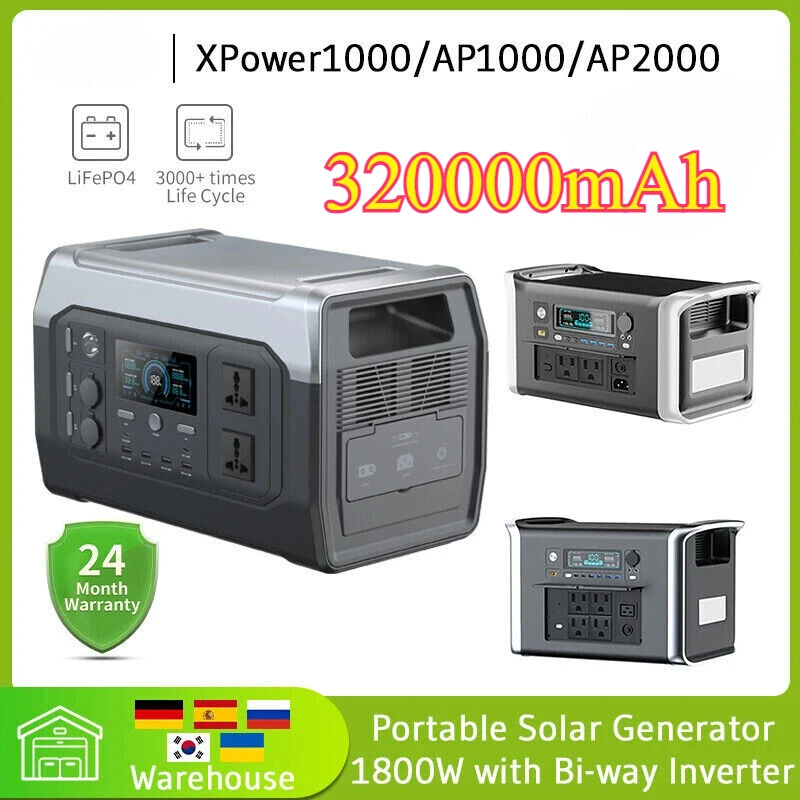 2600W 2000W 1800W 1000W 320000mAh Portable Power Station Lifepo4 Battery, Solar Generator -