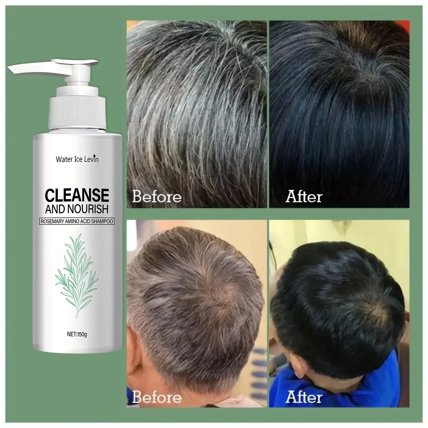 Rosemary Amino Acid Shampoo - Cleanses & Nourishes with Ginger Root Extract for Soft, Shiny Hair