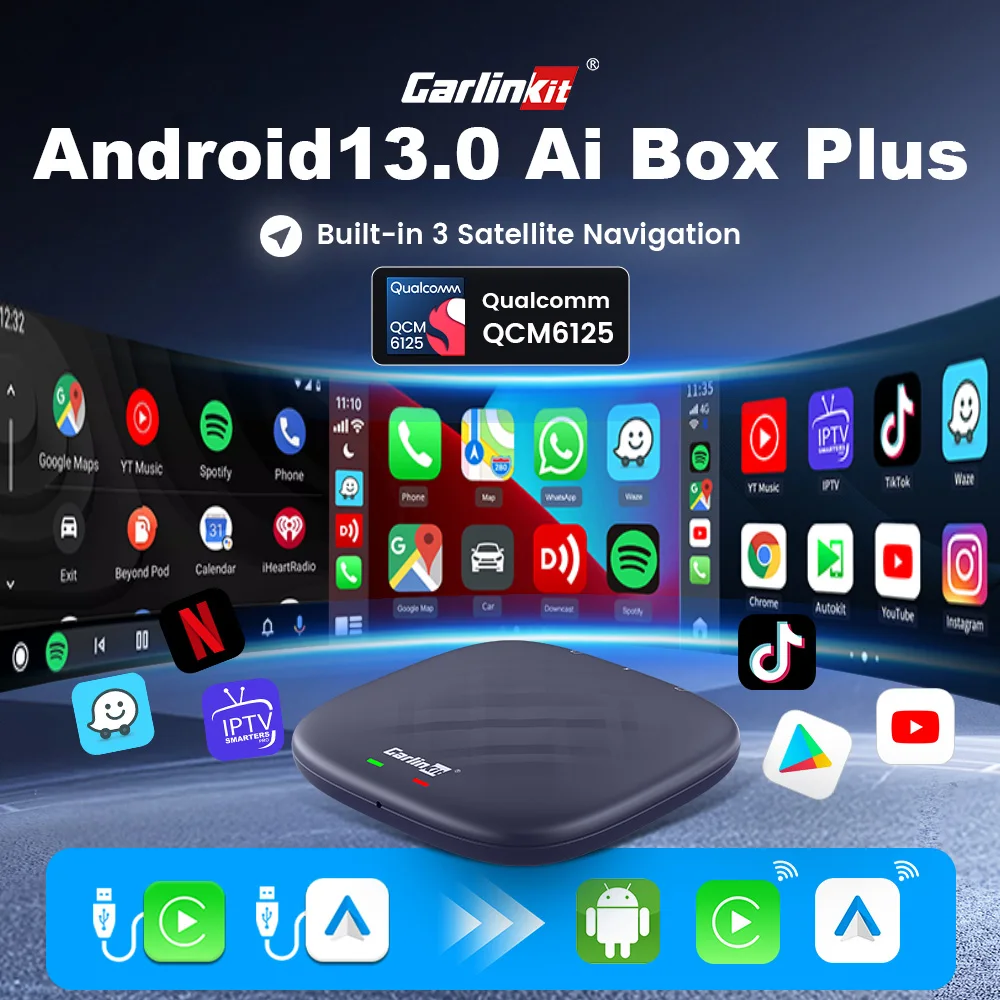 Carlinkit Plus Carplay Ai Box 8GB 128GB Qcm6125 8 Core CarPlay Android Auto Wireless for Online Tv Netfilx Youtube IPTV