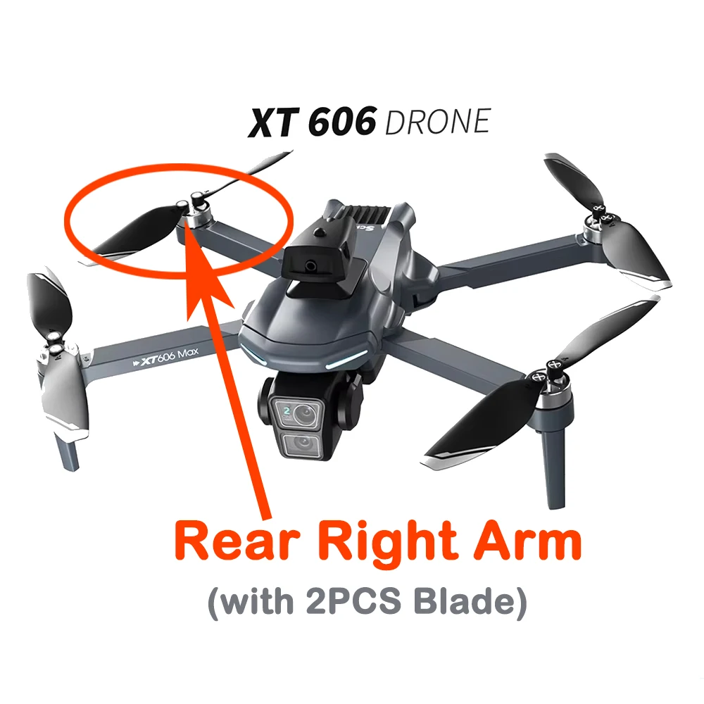 

Оригинальная запасная часть для квадрокоптера XT606 GPS Drone PTZ: Моторный кронштейн XT606 с лопастями двигателя, передний/задний кронштейн, аксессуар