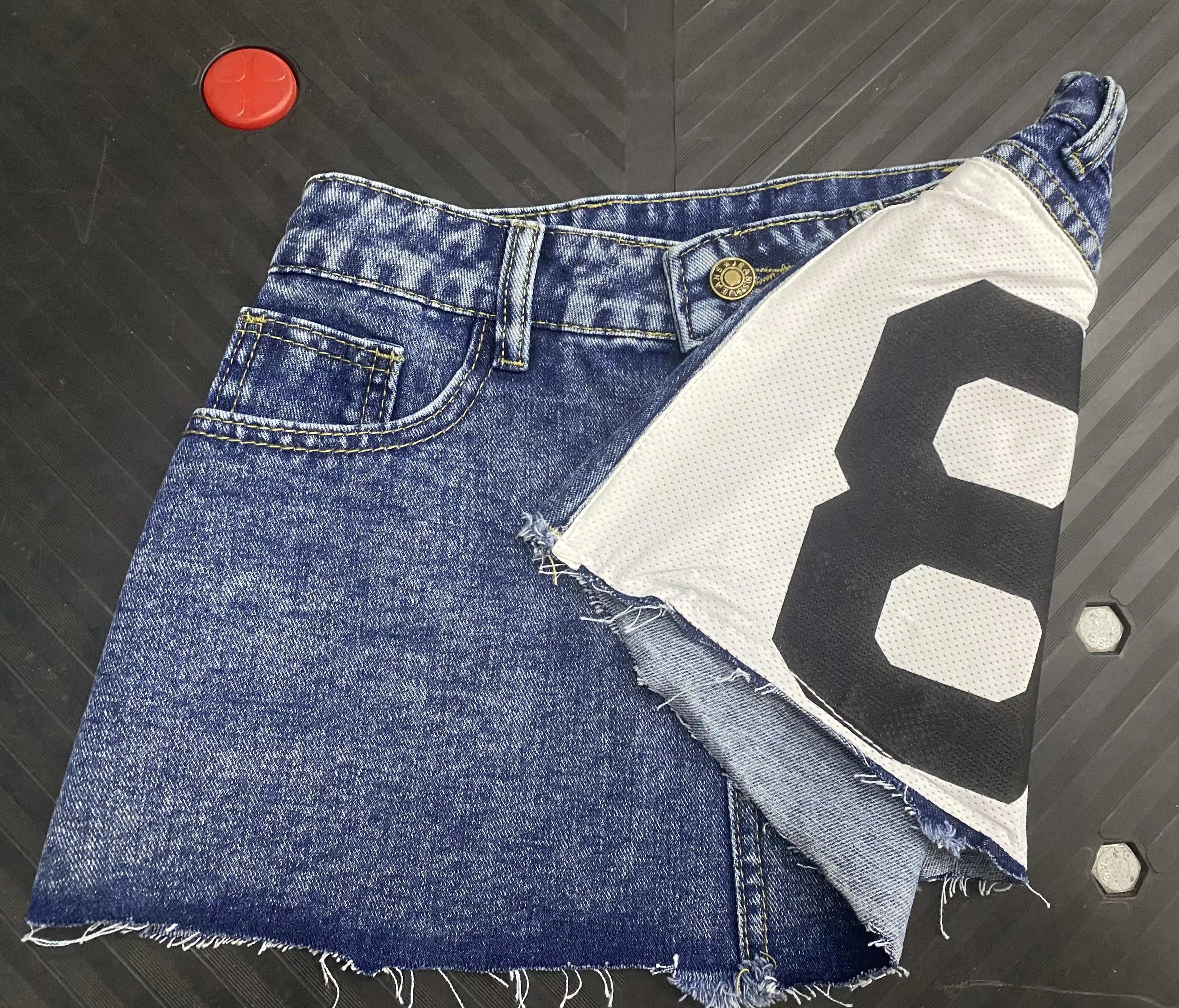 

Applique Print Denim Short Skirt Goth Street Hip-hop Harajuku Vintage High Waisted Y2k Mini Skirt Sexy Loose Casual Women Skirt