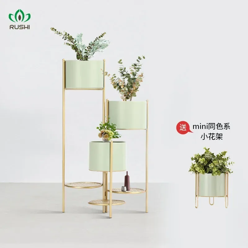 High temperature paint baking Nordic flower shelf shelf shelf multi layer storage space living room flower pot hollow ne