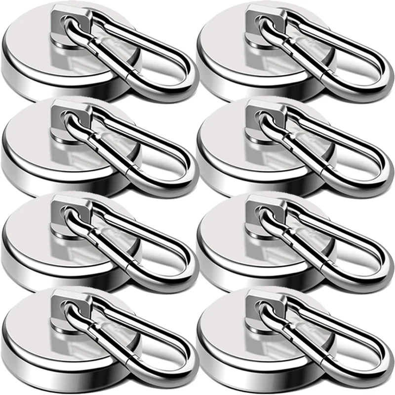 

1/10pcs Strong Magnetic Hooks with Swivel Carabiner Heavy Duty Rotatable Neodymium Magnet Hook Kitchen Fridge Magnetic Suction