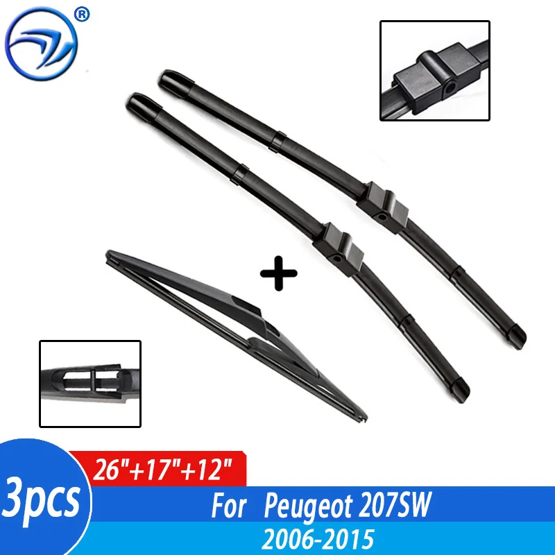 Wiper Front Rear Wiper Blades Set For Peugeot 207SW 207 SW 2006 07 08 09 10 11-2015 Windshield Windscreen Front Window 26