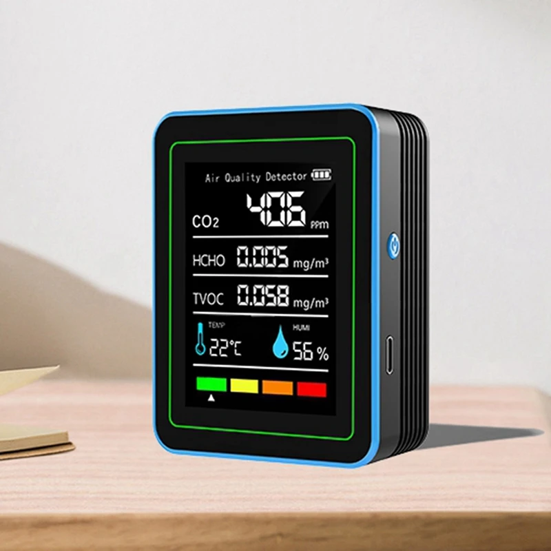 5 In 1 Air Quality Monitor TVOC HCHO Temperature Humidity CO2 Meter, USB Rechargeable CO2 Detector image 5