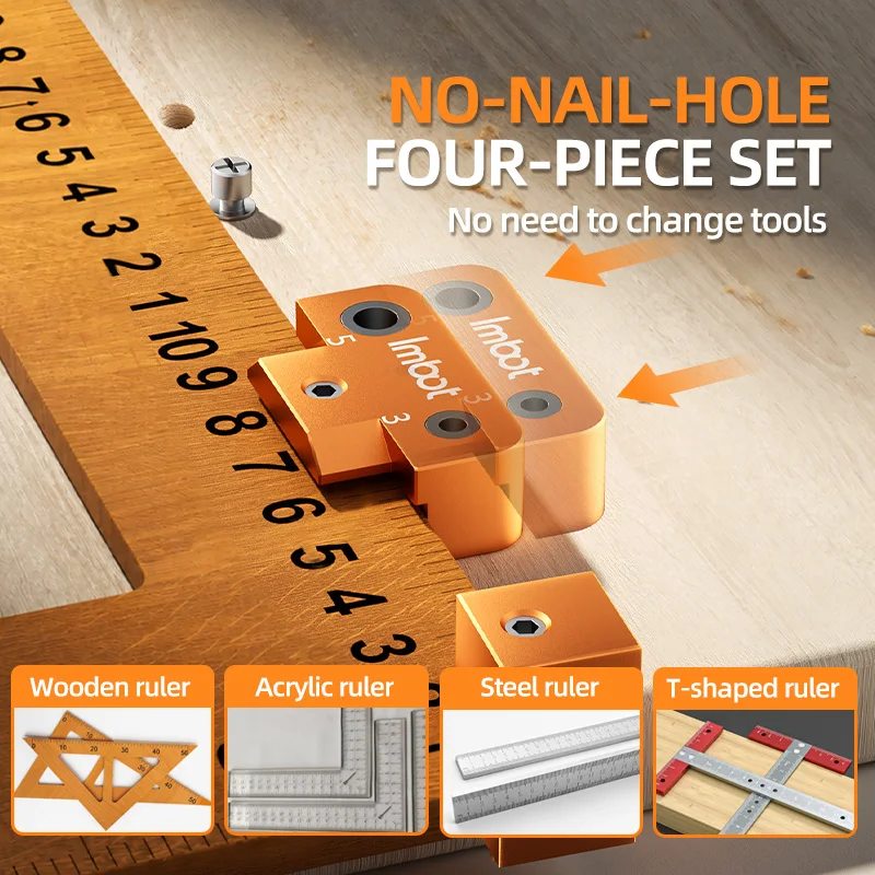 Imbot Flexible Punching Block, Detachable, 6.5mm Triangular T-Shaped Ruler Expansion Tool, Aluminum Alloy, Multi-Hole Design