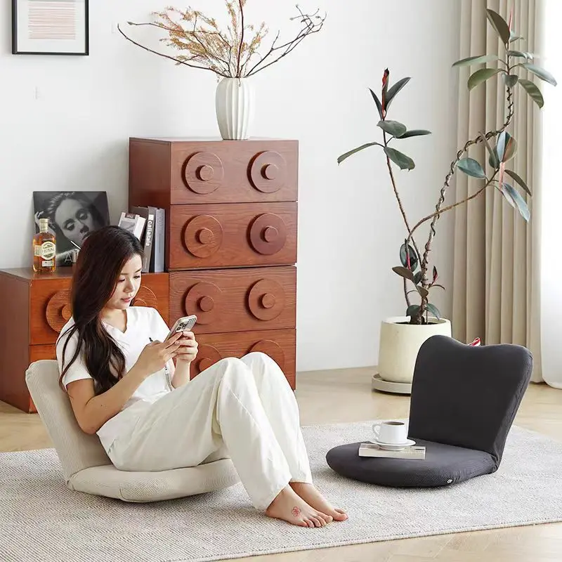 Japanese Foldable Seat Minimalist Lazy Backrest Chair Bedside Mini Sofa Bay Window Relaxing Floor Chair Small Room Use