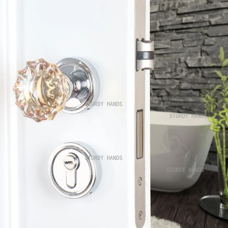 

1 комплект латунного замка из цинкового сплава, бесшумный дверной замок для комнаты, скандинавский кремовый ветровой кристалл, дверная ручка для спальни, разделенный замок