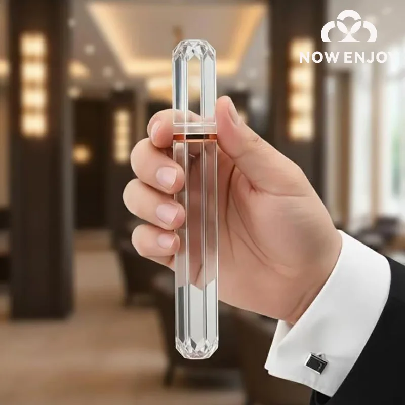 NOW ENJOY Large-Diameter Acrylic Transparent Cigar Moisture-Proof Tube Travel Portable Cigar Moisture-Proof Box Cigar Accessory