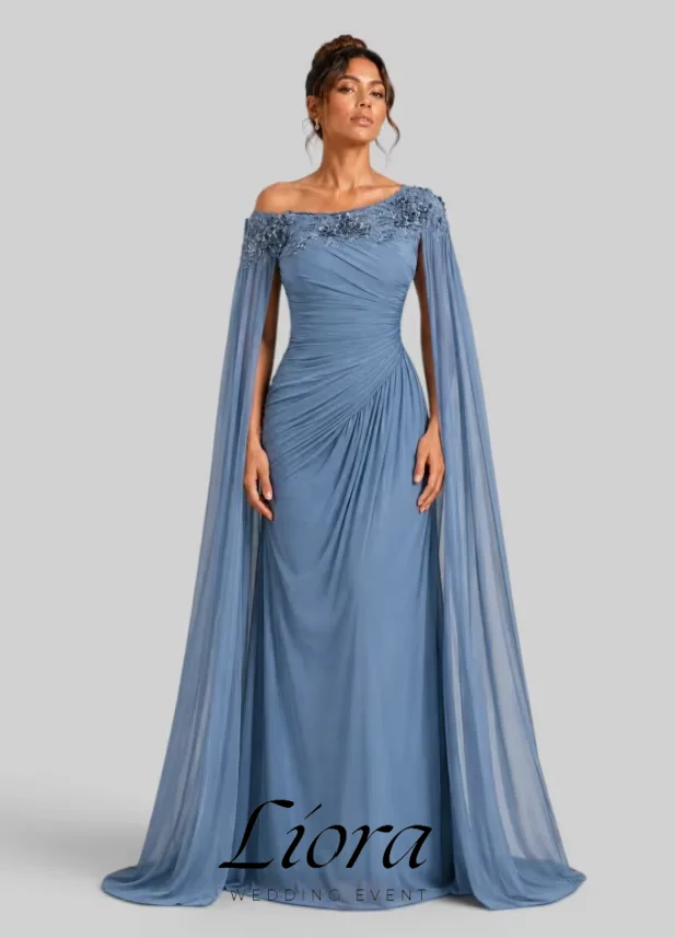 Liora Customized One Shoulder Lace Appliques Mother of Birde Dresses for Women Wedding Chiffon Elegant Long Prom Party Gowns