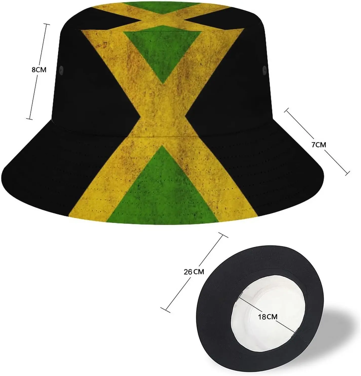 Jamaica Flag Men's Women's Bucket Hat Summer Vacation Travel Beach Sun Hat Packable Lightweight Outdoor Hat
