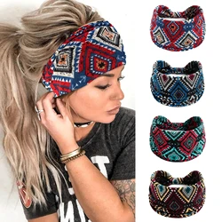 Diademas bohemias anchas para mujeres y niñas, turbante elástico, diadema antideslizante con nudo, diadema deportiva para Yoga y correr, accesorios para el cabello