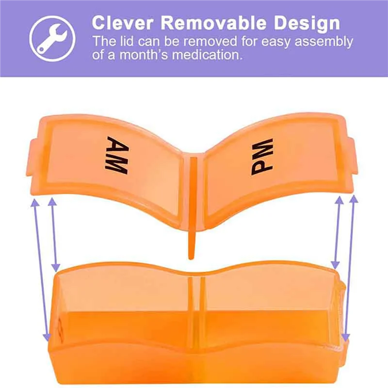 Beauty 5X Monthly Weekly Pill Organizer Boxes-AM/PM Daily,31 Day 32 Compartments Vitamins Medicaiton Medicine Reminder