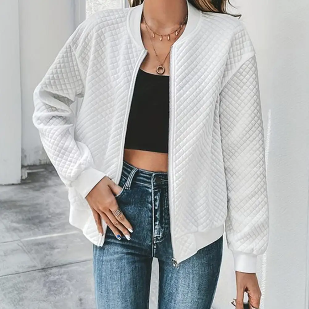 Autumn Long Sleeved Zippered Decorative Cardigan Solid Color Jacket Fall Winter Casual Coat Outwear Tops Small Jackets For Women