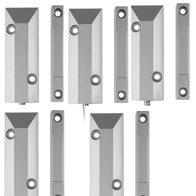 

5 пар датчиков для систем сигнализации: металлические, из алюминиевого сплава, для гаражных ворот, контактные (reed), для дверей и окон, магнитные.