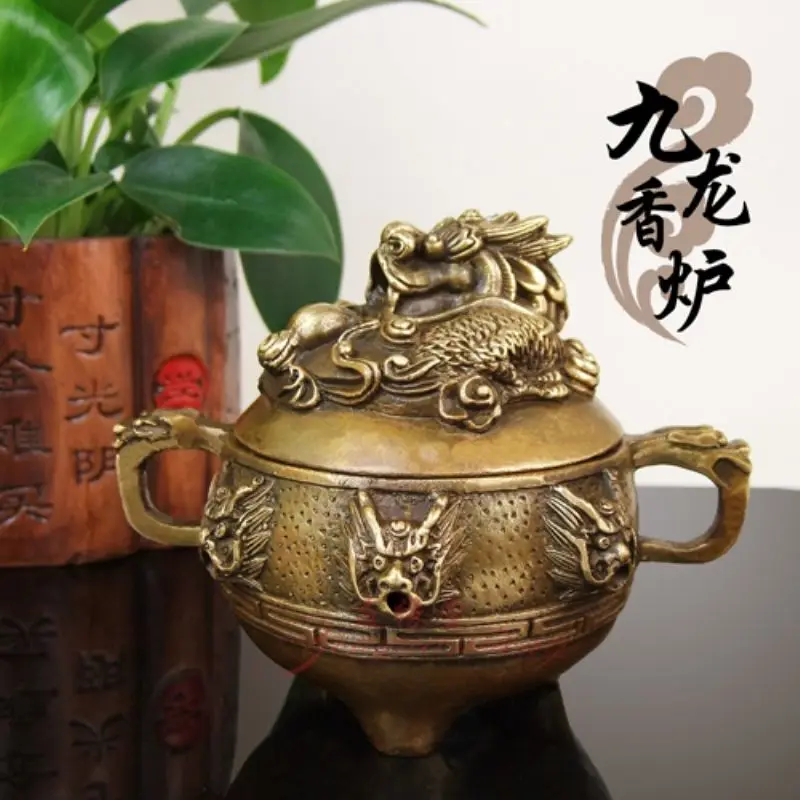Retro nine dragons Incense Burner Statue for Tea Home Decor Ornaments