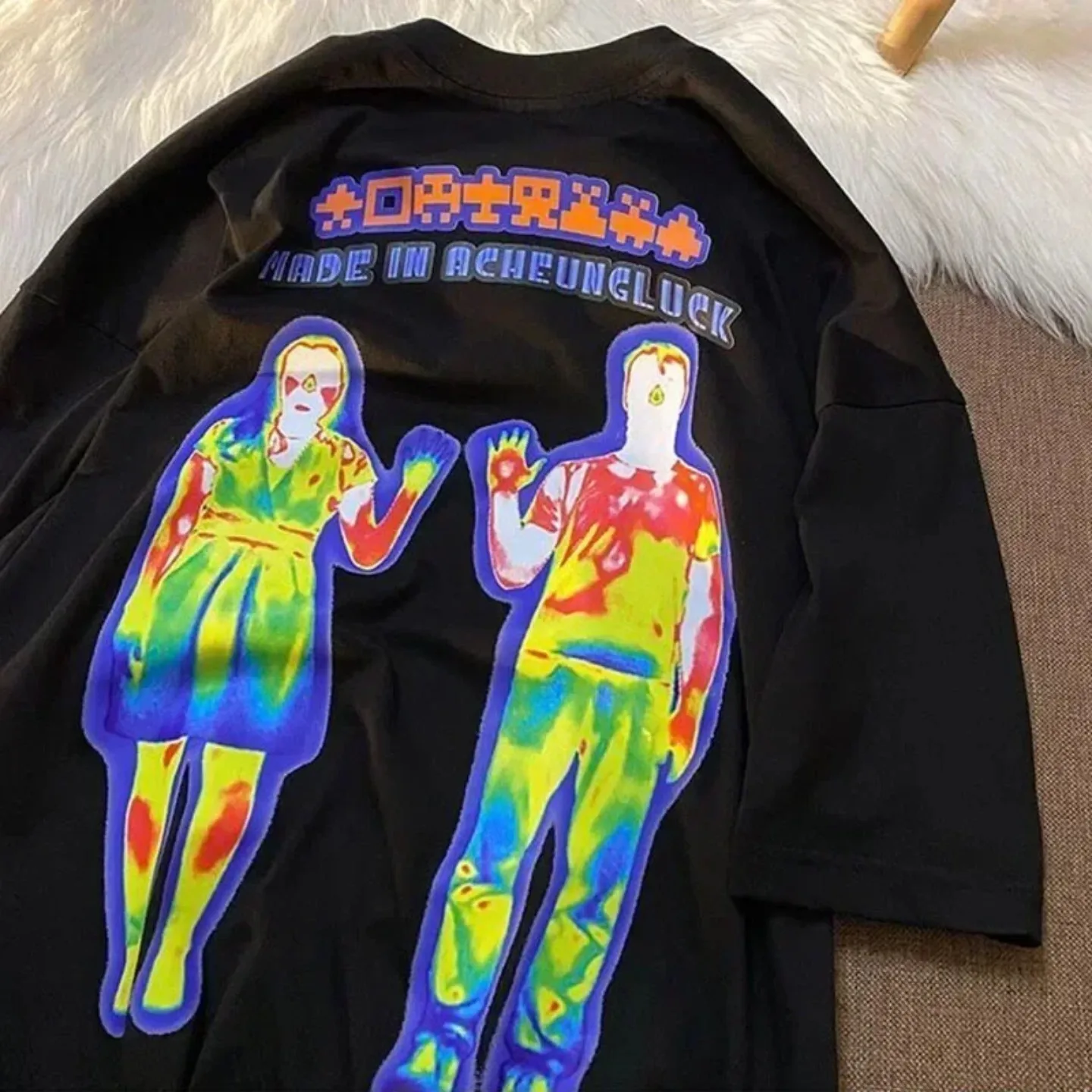 Harajuku Oversized Long Sleeve T-Shirt Vintage Damaged Aesthetic Graphic Hip Hop Streetwear Tops Women Clothing
