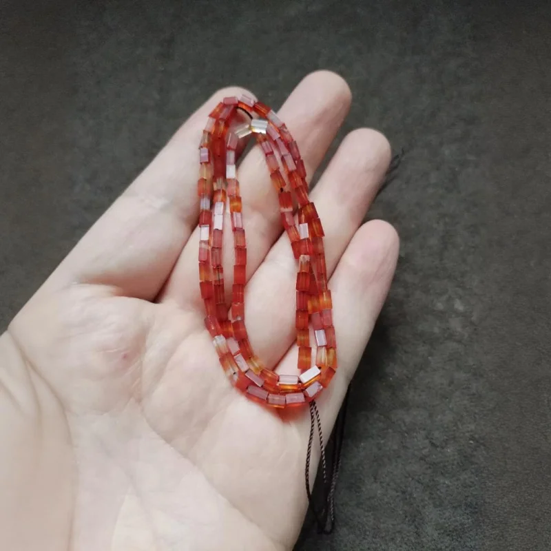 Tibetan Backflow Old Pulp Red Agate Rectangular 108 Pieces Buddha Beaded Necklace Beads Accessories